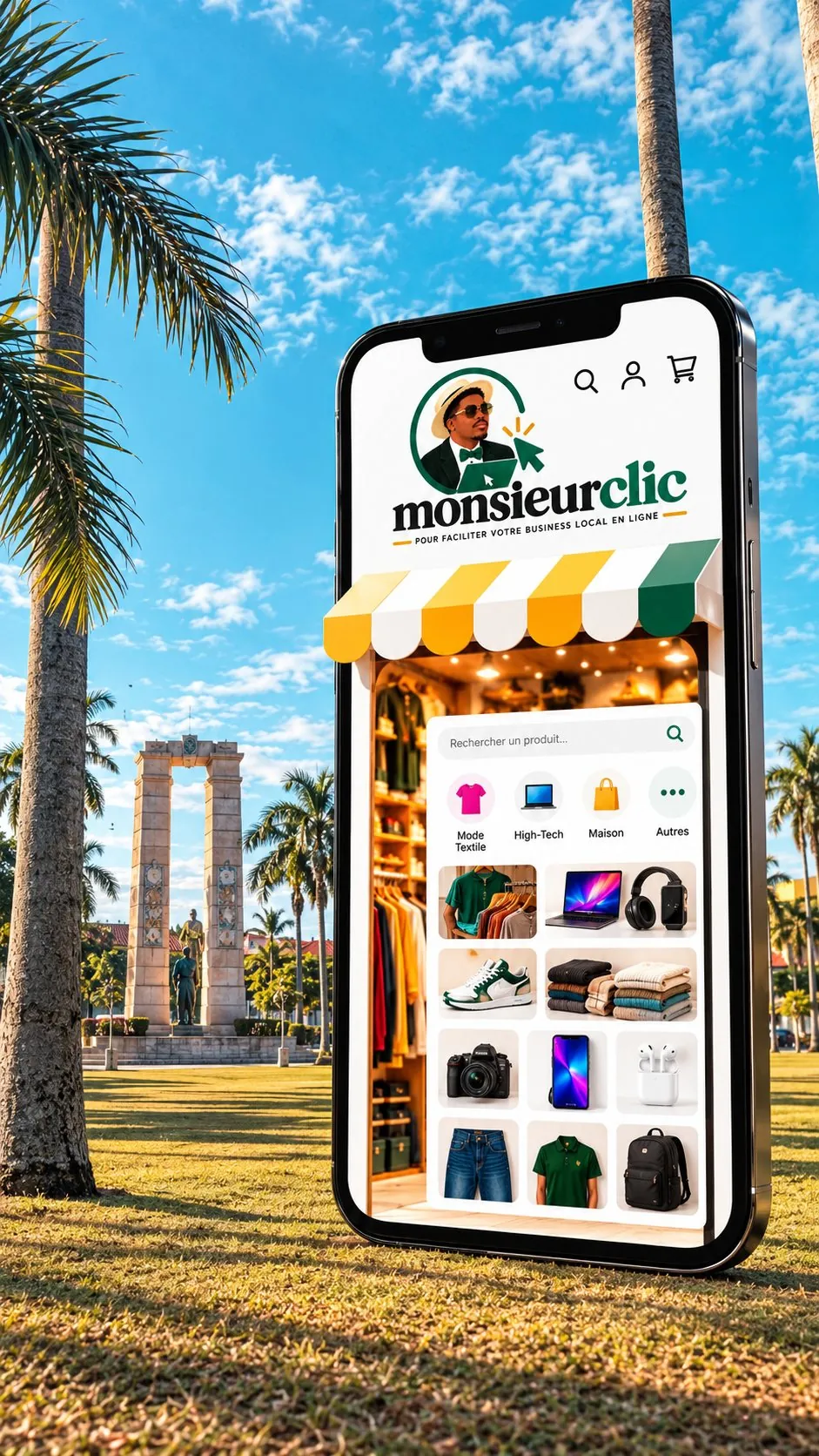 Une boutique Monsieur Clic sur la place des Palmistes à Cayenne